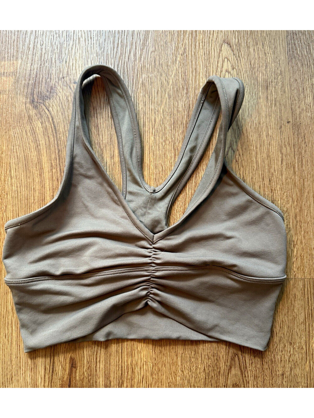 Alo Yoga Women’s Small Brown Ruched Front Racerback Sports Bra Crop Top